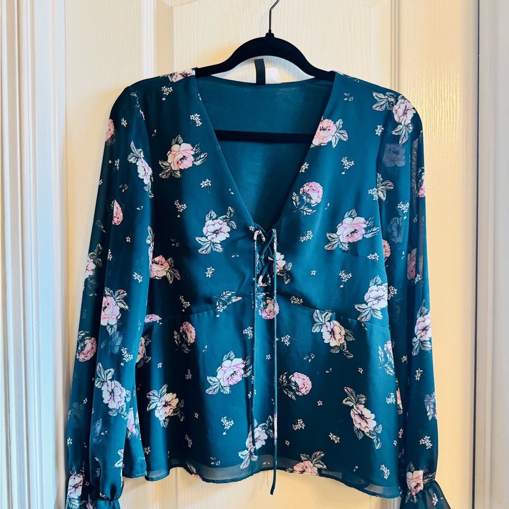Floral Teal Women's Top